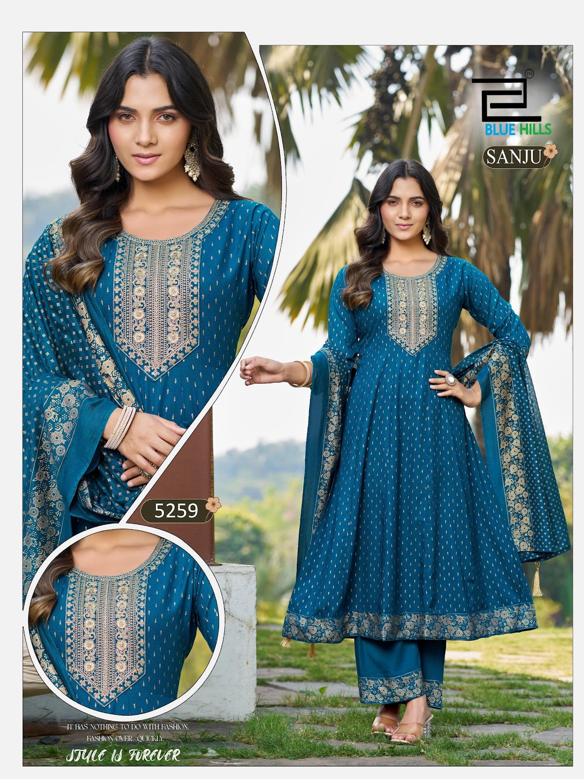 Sanju Blue Hills Rayon 14Kg Readymade Anarkali Suits Wholesale Price