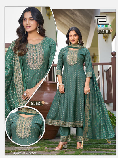 Sanju Blue Hills Rayon 14Kg Readymade Anarkali Suits Wholesale Price