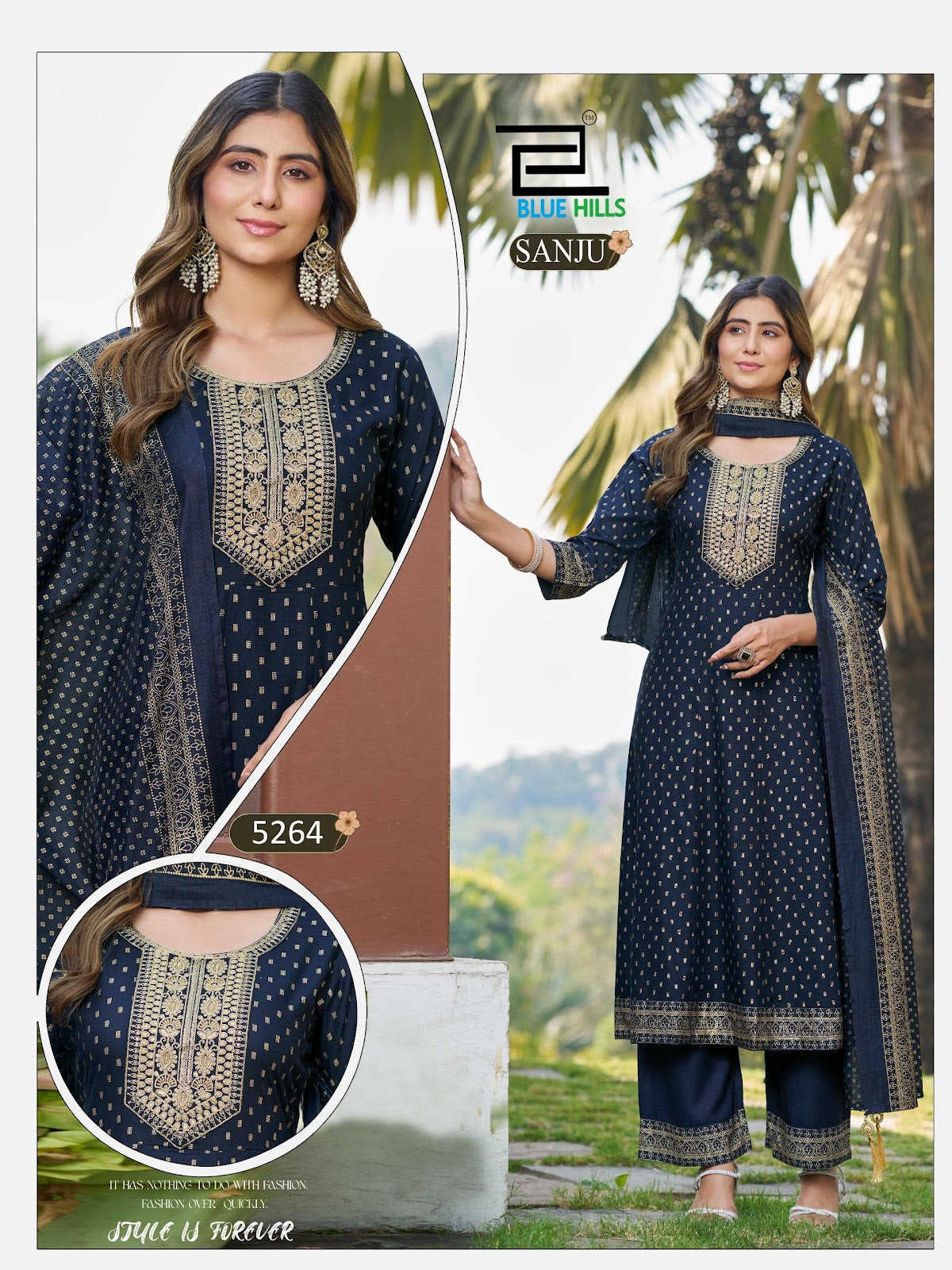 Sanju Blue Hills Rayon 14Kg Readymade Anarkali Suits Wholesale Price