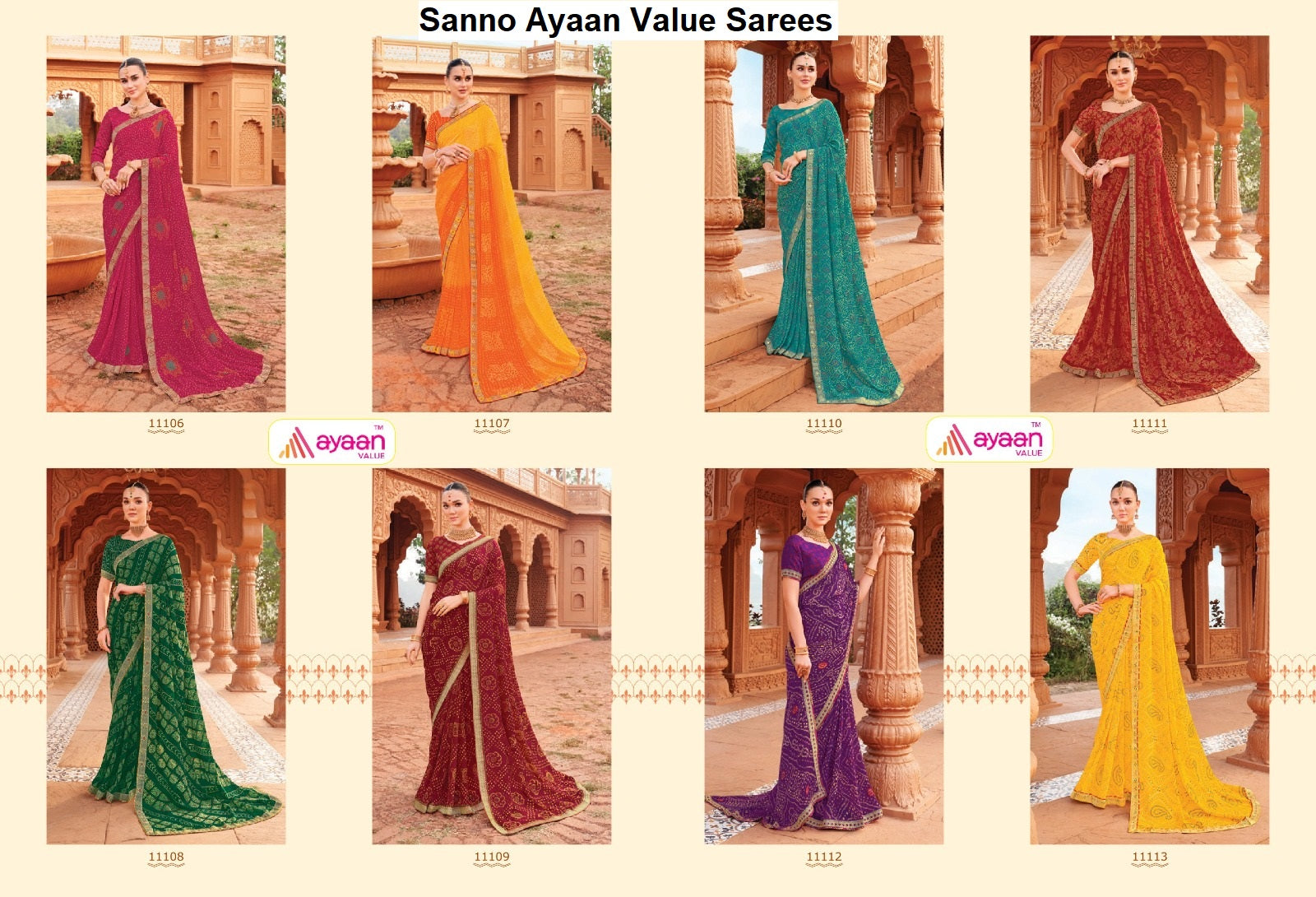 Sanno Ayaan Value Chiffon Sarees Supplier India