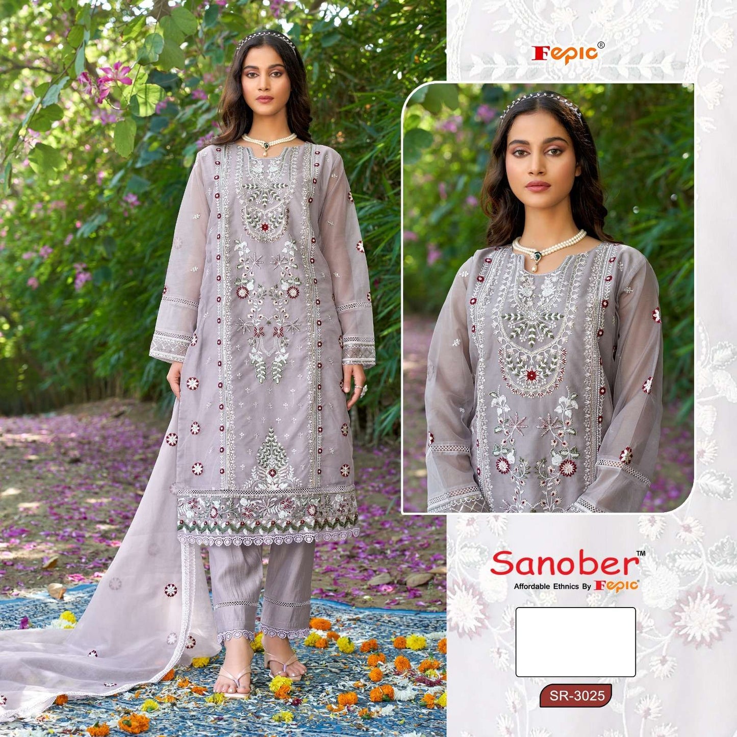 Sanober Sr 3025 Fepic Organza पाकिस्तानी सलवार सूट निर्माता अहमदाबाद