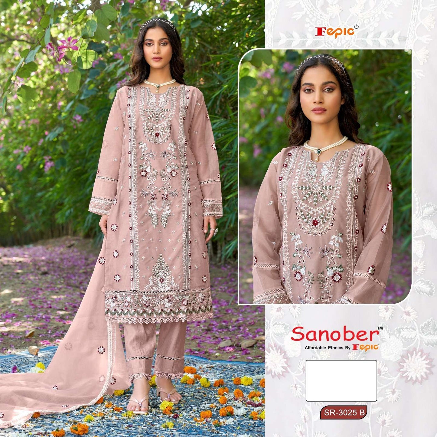 Sanober Sr 3025 Fepic Organza पाकिस्तानी सलवार सूट निर्माता अहमदाबाद