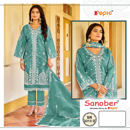 Sanober Sr 3313 Fepic Organza पाकिस्तानी सलवार सूट थोक मूल्य