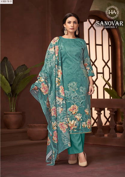 Sanovar Edition 7 Harshit Fashion Pure Zam Karachi Salwar Suits Wholesale Price