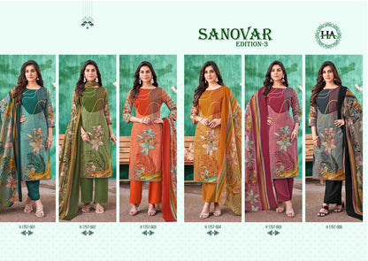 Sanovar Edition 3 Harshit Fashion Zam Cotton Pant Style Suits Exporter India