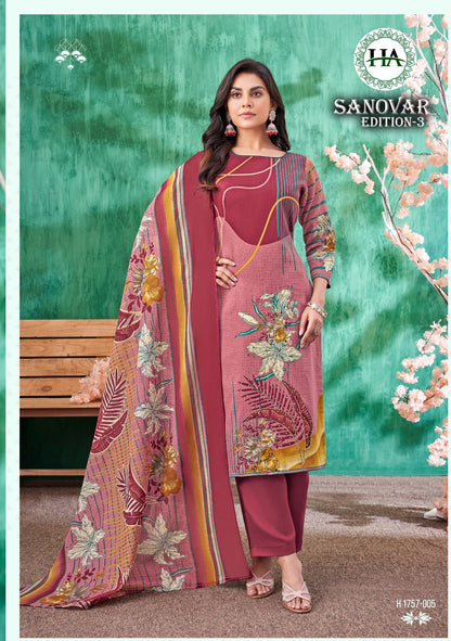 Sanovar Edition 3 Harshit Fashion Zam Cotton Pant Style Suits Exporter India