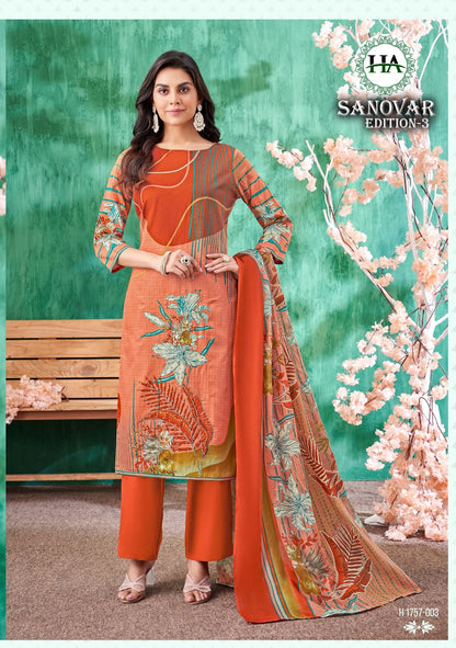 Sanovar Edition 3 Harshit Fashion Zam Cotton Pant Style Suits Exporter India