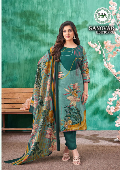 Sanovar Edition 3 Harshit Fashion Zam Cotton Pant Style Suits Exporter India