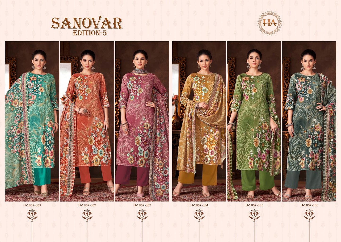 Sanovar Edition 5 Harshit Fashion Zam Cotton Karachi Salwar Suits Manufacturer
