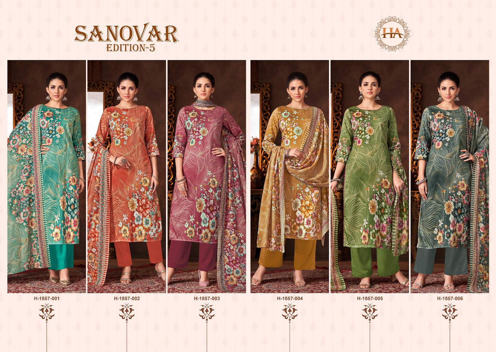 Sanovar Edition 5 Harshit Fashion Zam Cotton Karachi Salwar Suits Manufacturer