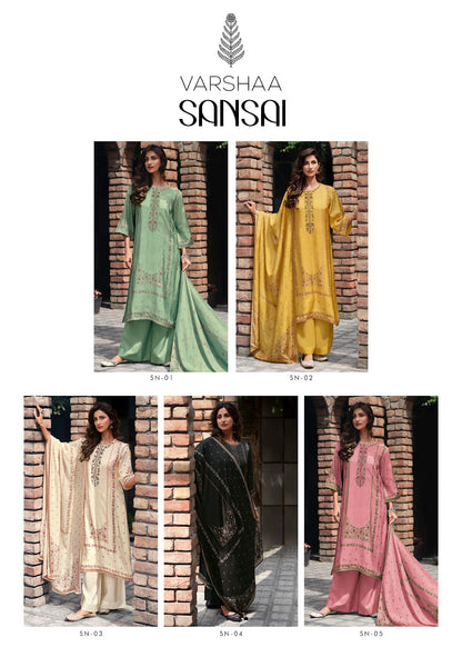 Sansai Varshaa Crape Plazzo Style Suits Exporter India
