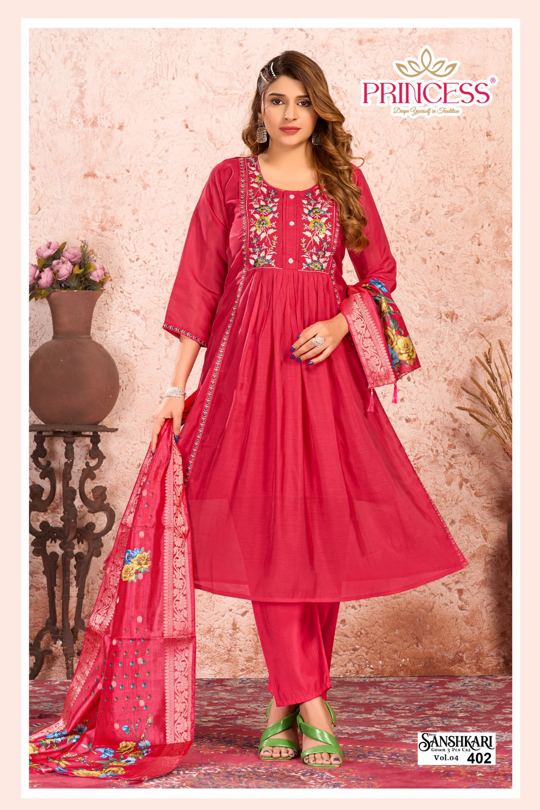Sanshkari Princess Creation Chanderi Readymade Anarkali Suits Wholesaler