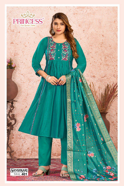 Sanshkari Princess Creation Chanderi Readymade Anarkali Suits Wholesaler