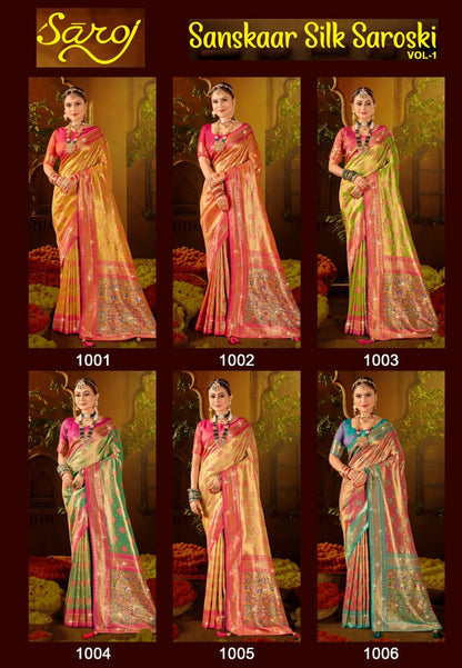 Sanskaar Silk Saroski Saroj Soft Satin Sarees Manufacturer Ahmedabad