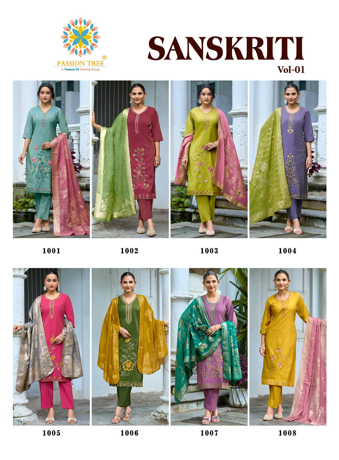 Sanskriti Vol 1 Passion Tree Roman Readymade Pant Style Suits Wholesale Rate
