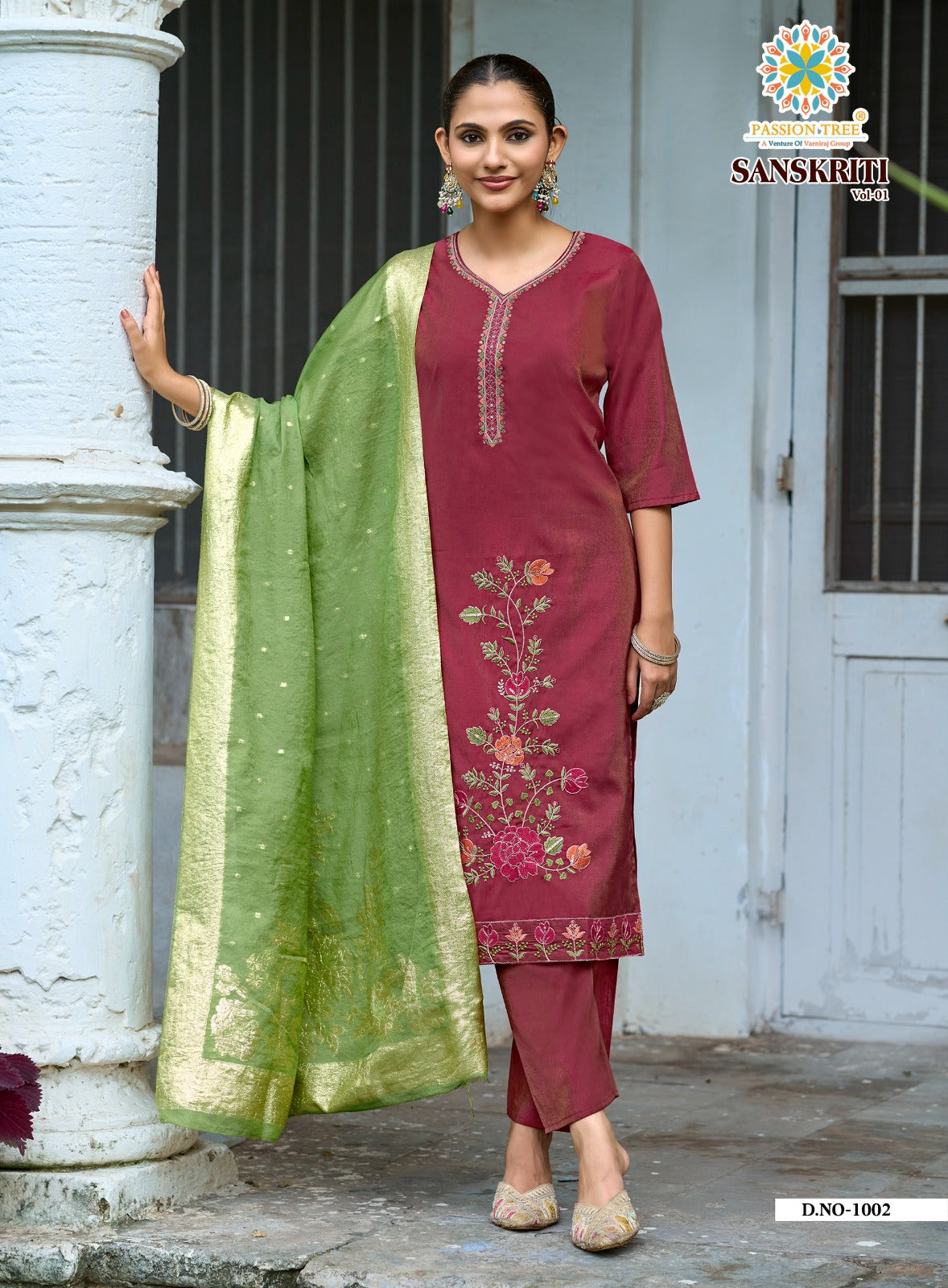 Sanskriti Vol 1 Passion Tree Roman Readymade Pant Style Suits Wholesale Rate