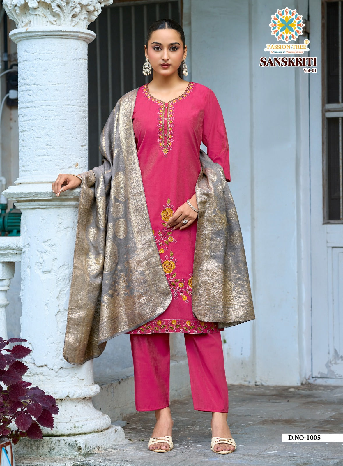 Sanskriti Vol 1 Passion Tree Roman Readymade Pant Style Suits Wholesale Rate