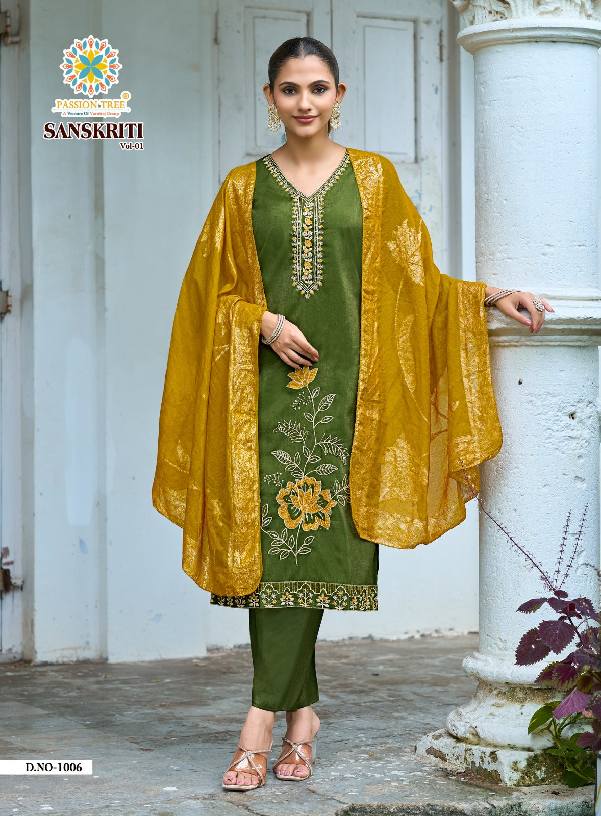 Sanskriti Vol 1 Passion Tree Roman Readymade Pant Style Suits Wholesale Rate