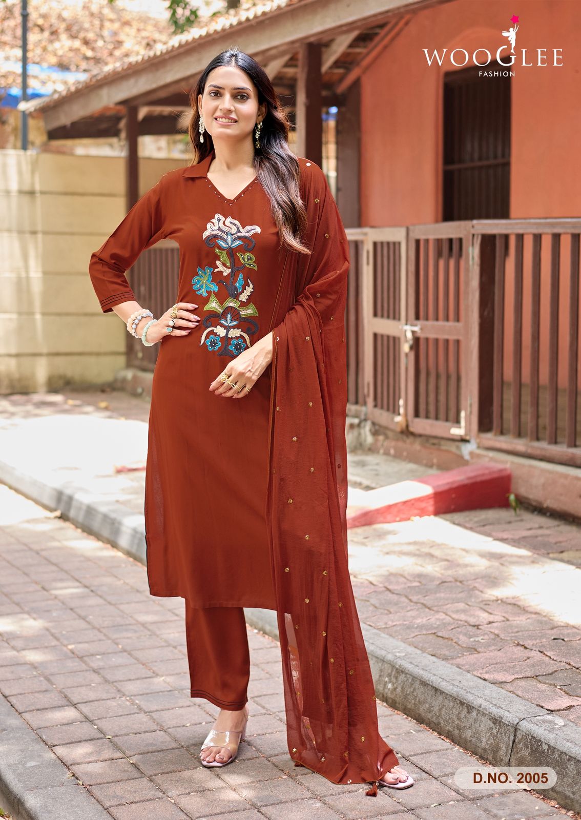 Sanskriti Wooglee Rayon Readymade Pant Style Suits Wholesale