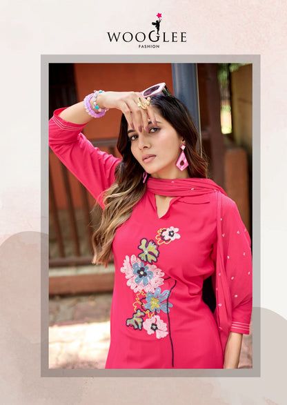 Sanskriti Wooglee Rayon Readymade Pant Style Suits Wholesale