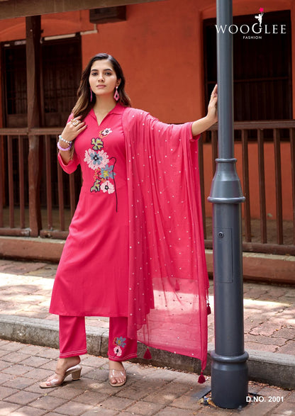 Sanskriti Wooglee Rayon Readymade Pant Style Suits Wholesale