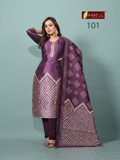 Sanskruti Hetvi Silk Readymade Pant Style Suits Wholesale Price