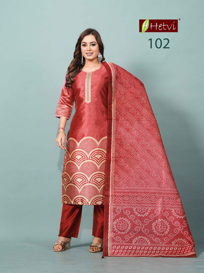 Sanskruti Hetvi Silk Readymade Pant Style Suits Wholesale Price