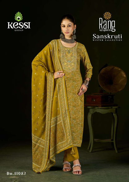Sanskruti Kessi Rang Pashmina Suits Manufacturer Ahmedabad