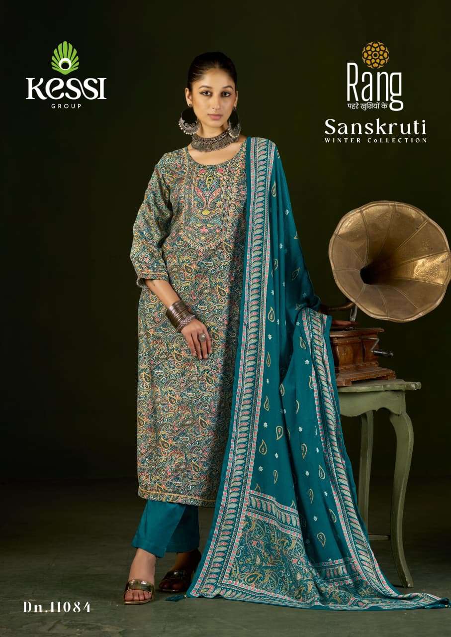 Sanskruti Kessi Rang Pashmina Suits Manufacturer Ahmedabad