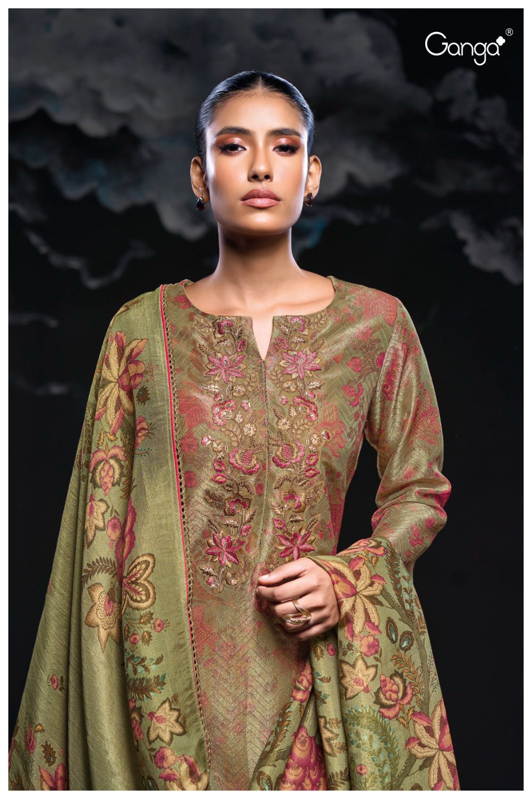 Sanskruti S3081 Ganga Silk Jacquard Plazzo Style Suits Wholesale Price