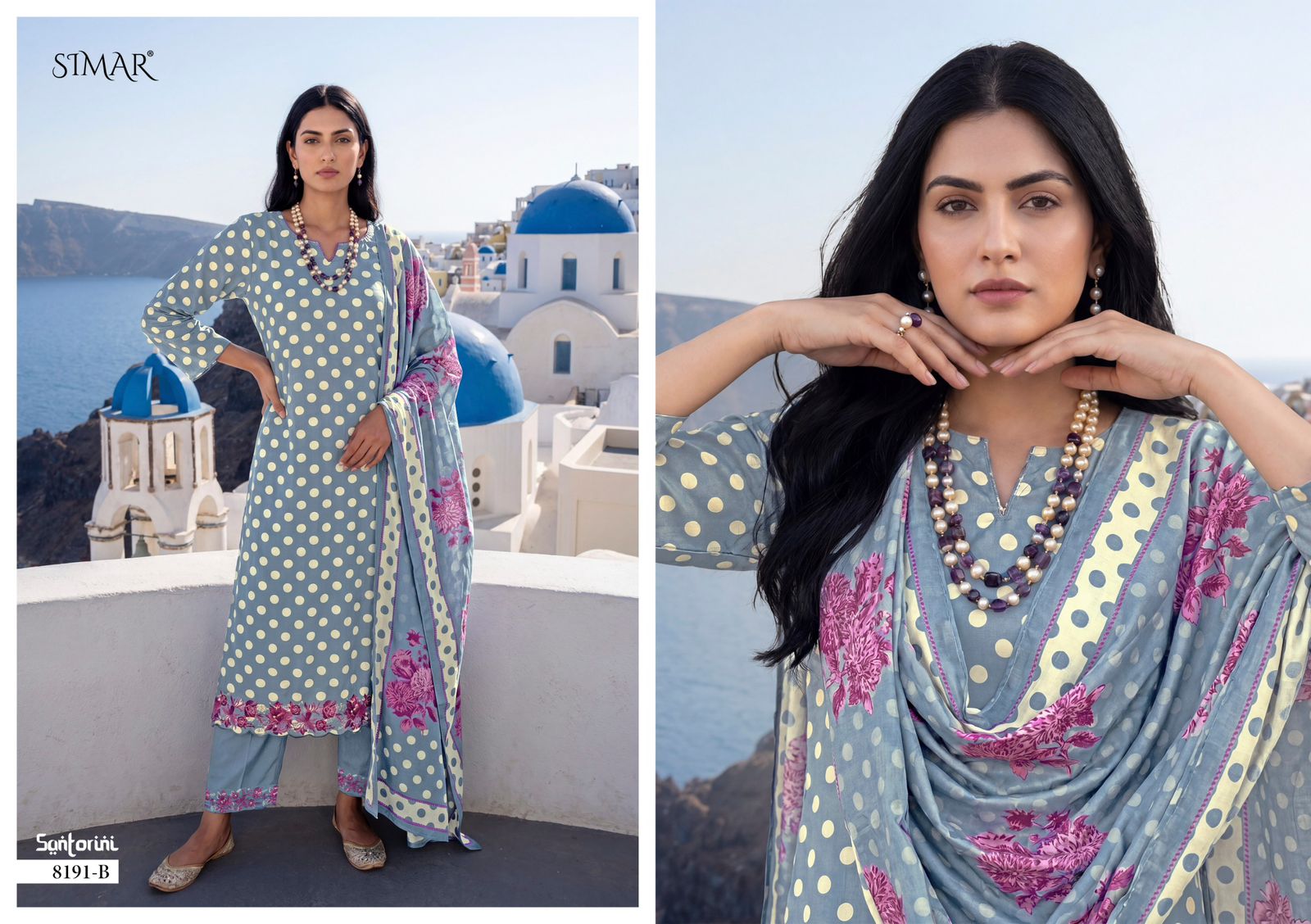 Santorini Simar Muslin Pant Style Suits Wholesaler