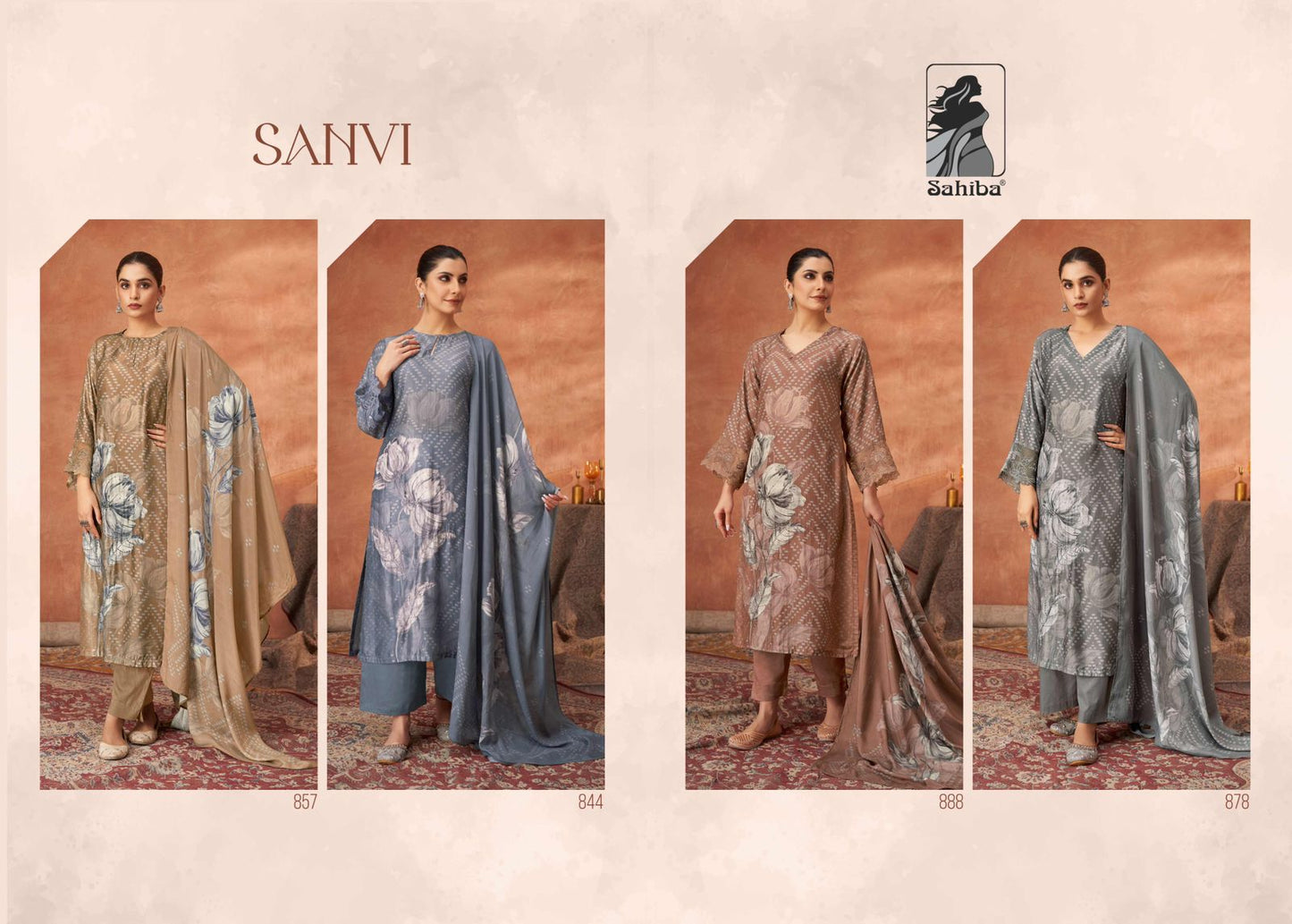 Sanvi Sahiba Muslin Silk Plazzo Style Suits Manufacturer India