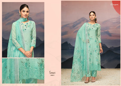 Sanvi Sargam Prints Pure Linen Pant Style Suits Manufacturer India