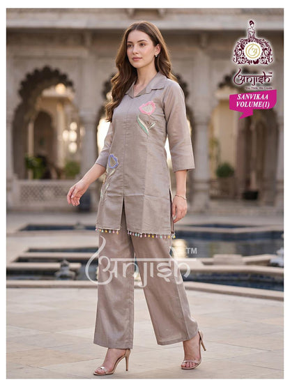Sanvikaa Vol 1 Anjish Coral Silk Co Ord Set Manufacturer India
