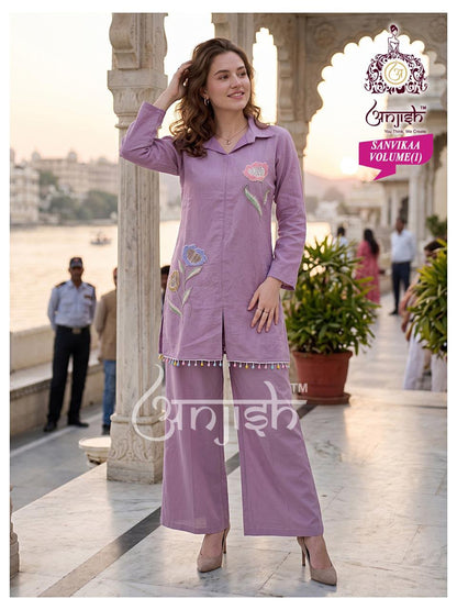 Sanvikaa Vol 1 Anjish Coral Silk Co Ord Set Manufacturer India