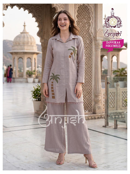 Sanvikaa Vol 2 Anjish Coral Silk Co Ord Set Wholesale Price