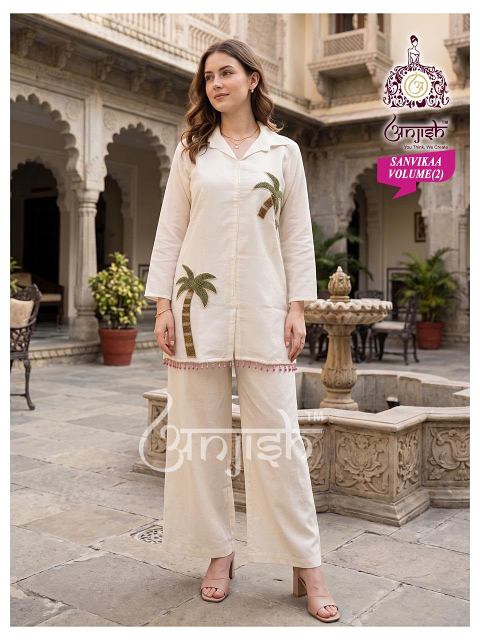 Sanvikaa Vol 2 Anjish Coral Silk Co Ord Set Wholesale Price