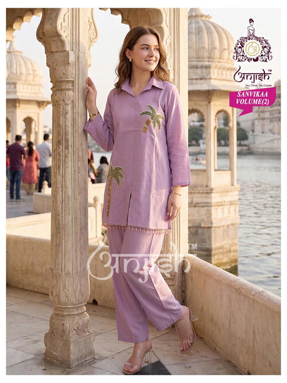 Sanvikaa Vol 2 Anjish Coral Silk Co Ord Set Wholesale Price