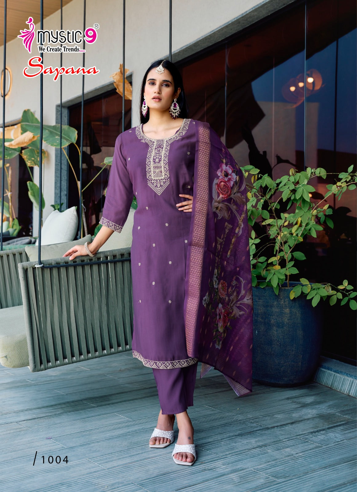 Sapana Vol 1 Mystic 9 Roman Silk Readymade Pant Style Suits Supplier Ahmedabad