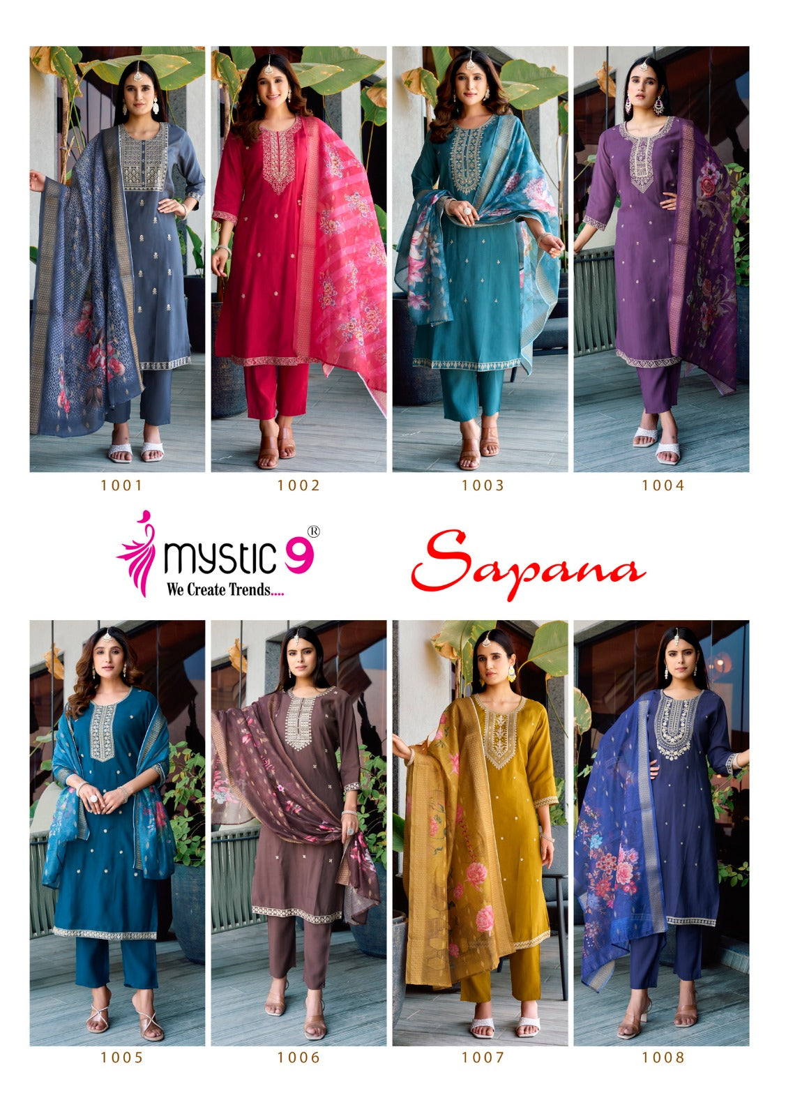 Sapana Vol 1 Mystic 9 Roman Silk Readymade Pant Style Suits Supplier Ahmedabad