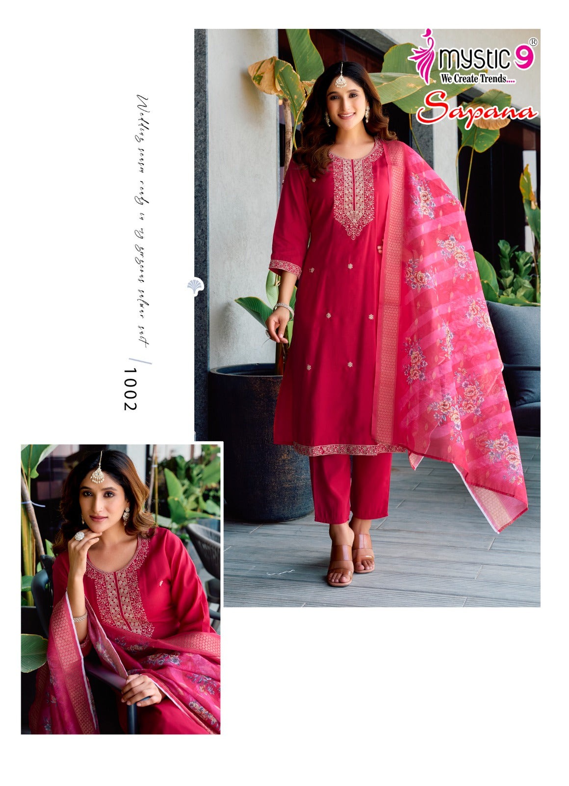 Sapana Vol 1 Mystic 9 Roman Silk Readymade Pant Style Suits Supplier Ahmedabad