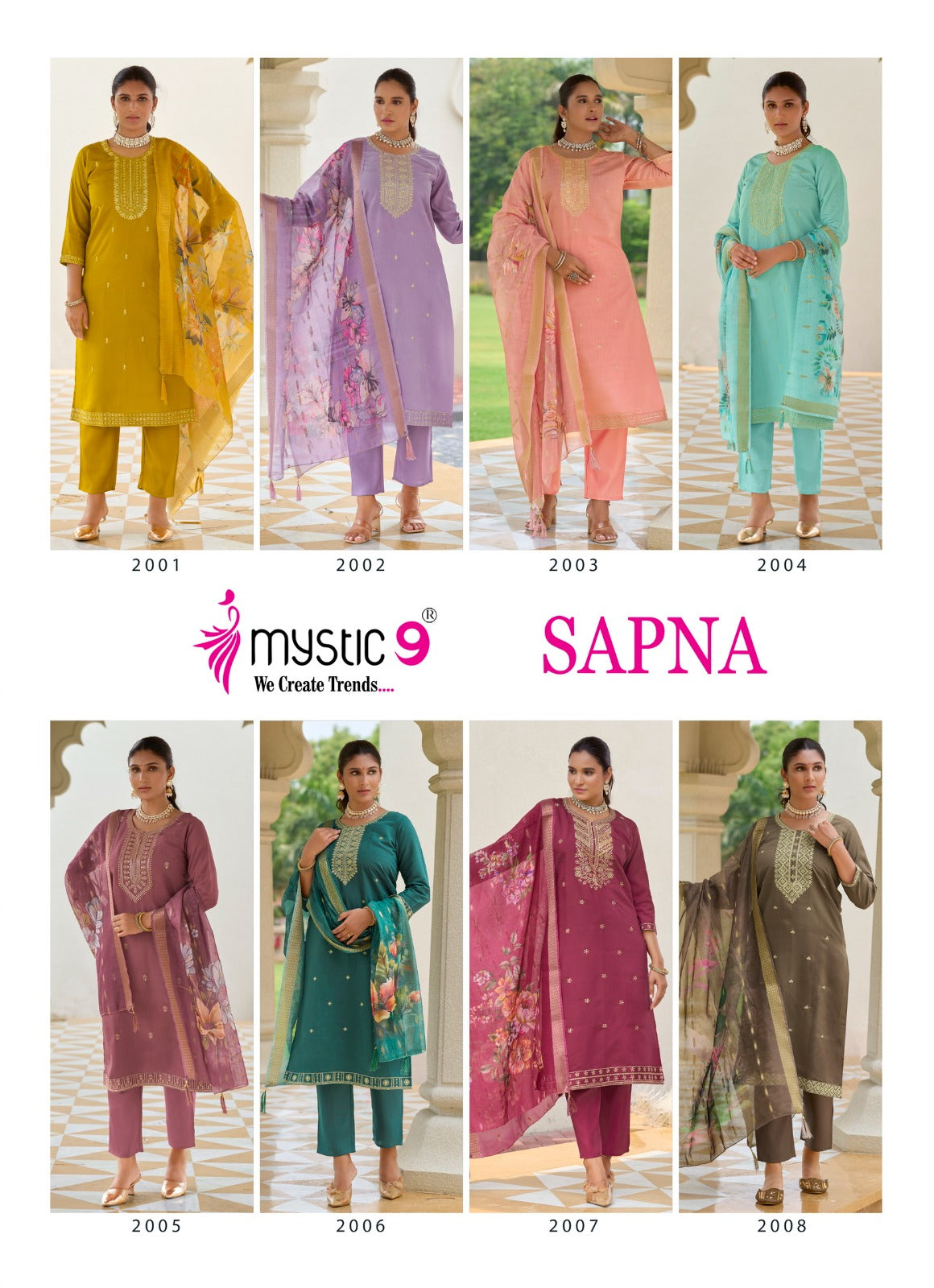 Sapna Vol 2 Mystic 9 Roman Silk Readymade Pant Style Suits Wholesaler Gujarat