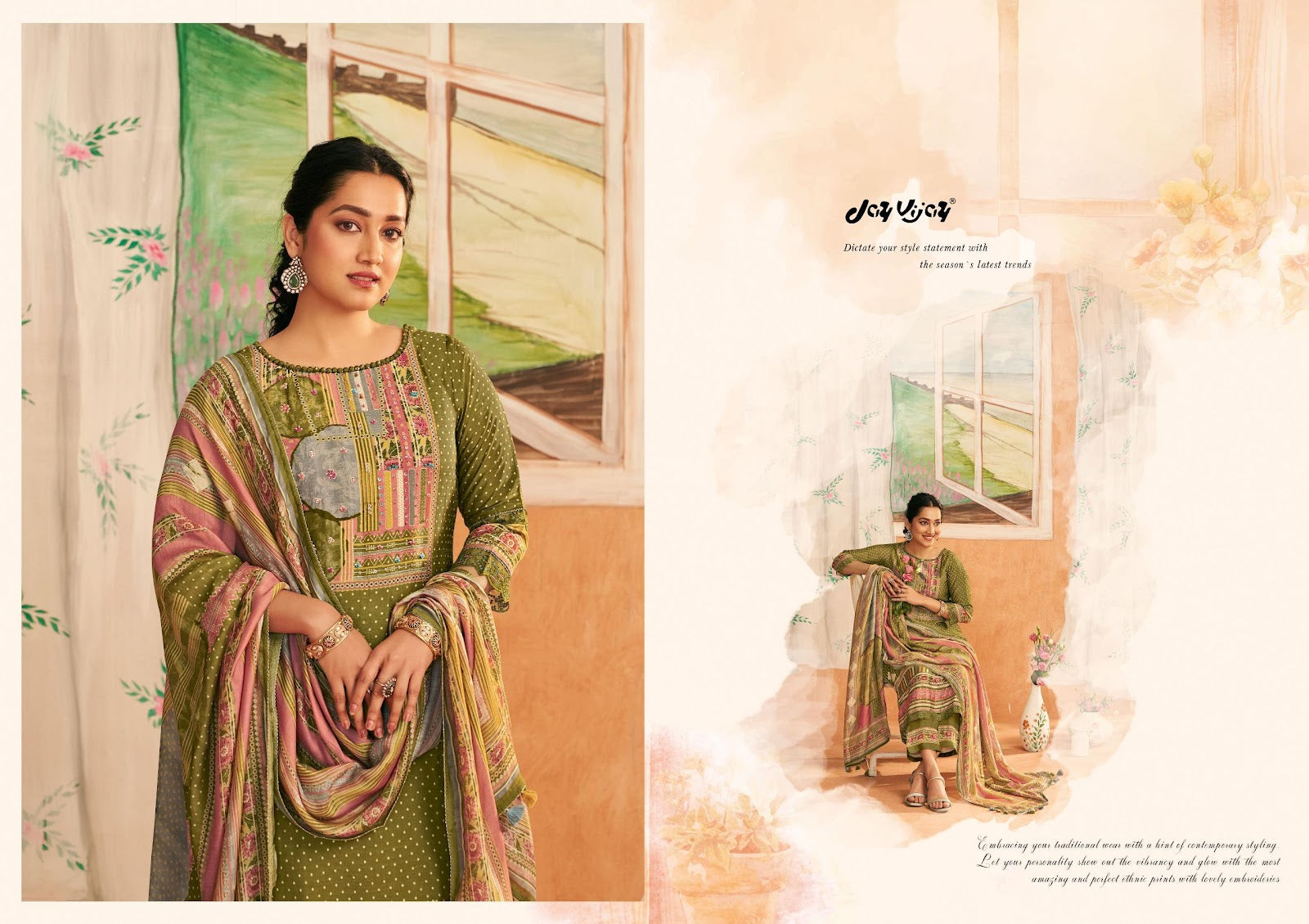 Sapno Ki Khidki Jay Vijay Bemberg Silk Pant Style Suits Wholesaler