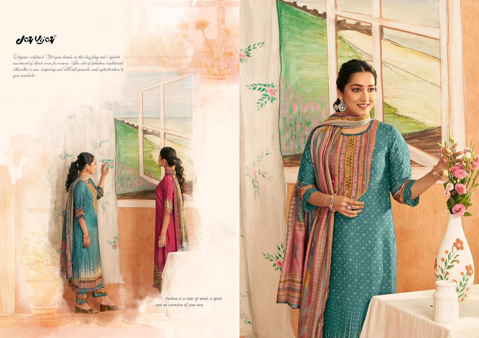 Sapno Ki Khidki Jay Vijay Bemberg Silk Pant Style Suits Wholesaler