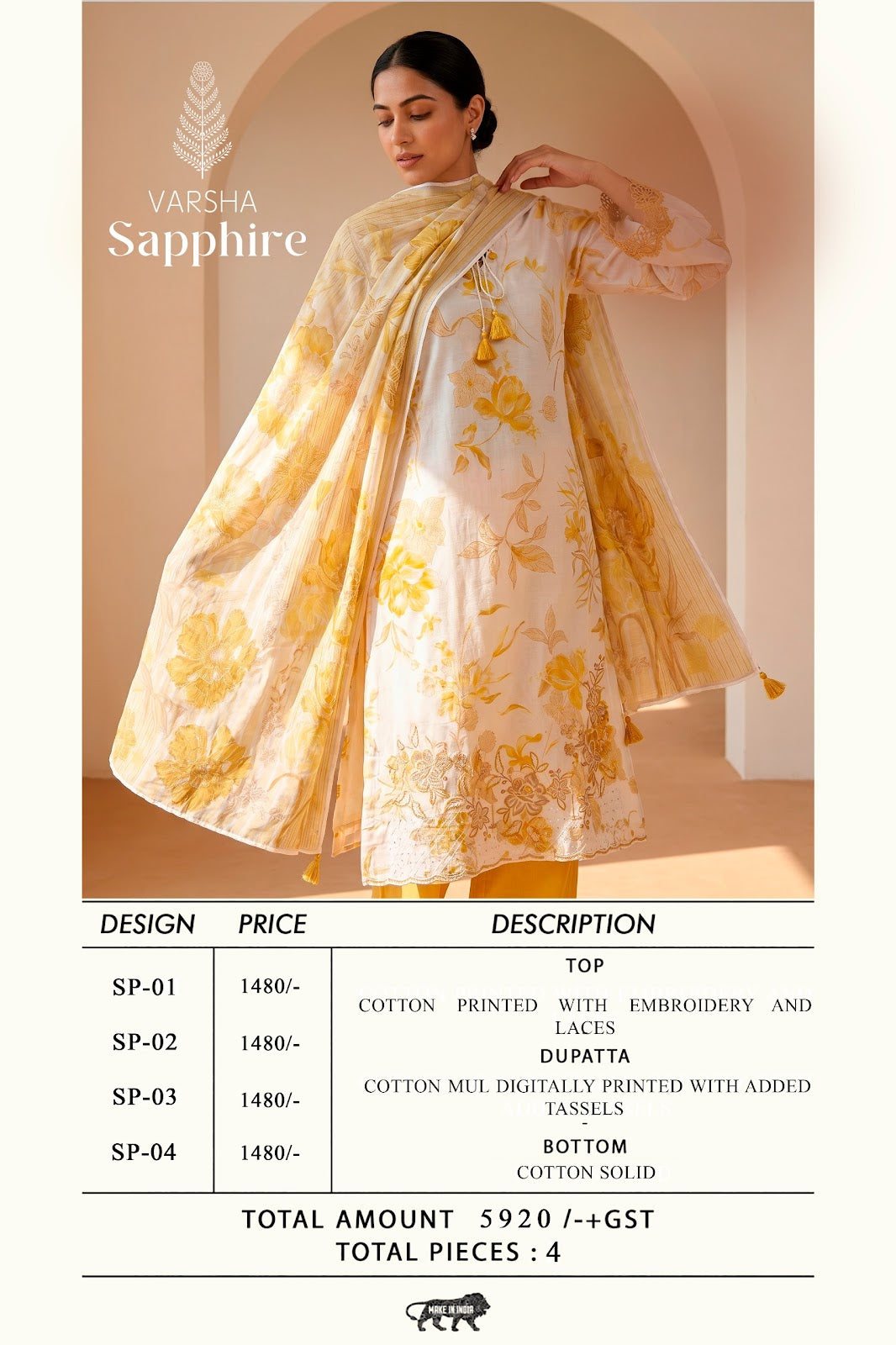 Sapphire Varshaa Cotton Pant Style Suits Wholesale Price