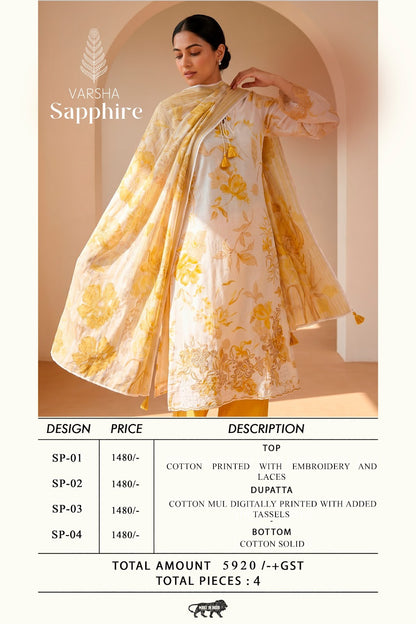 Sapphire Varshaa Cotton Pant Style Suits Wholesale Price