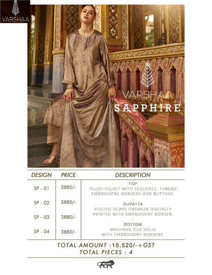 Sapphire Varshaa Velvet Suits Supplier