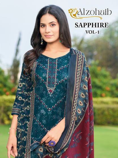 Sapphire Vol 1 Az 1216-1219 Al Zohaib Pure Cotton Pakistani Salwar Suits Wholesaler