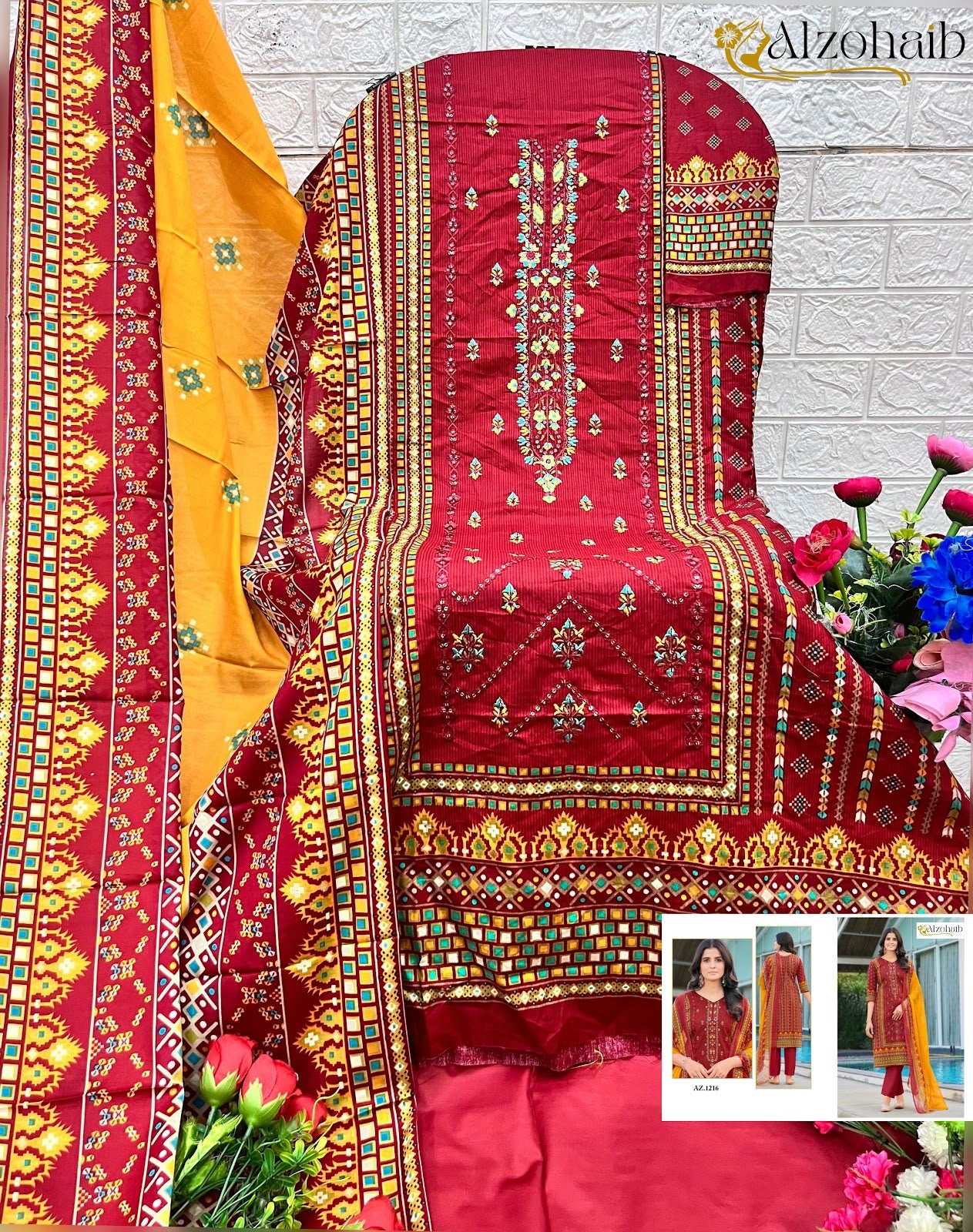 Sapphire Vol 1 Az 1216-1219 Al Zohaib Pure Cotton Pakistani Salwar Suits Wholesaler