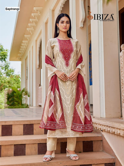 Saptrangi Ibiza Silk Jacquard Pant Style Suits Supplier Ahmedabad